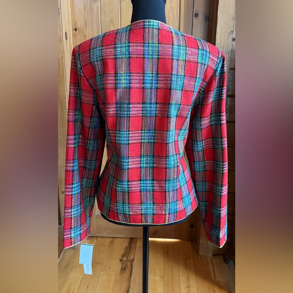 NWT Maggy London Silk Tartan Plaid Lined Jacket (14) - Picture 5 of 15